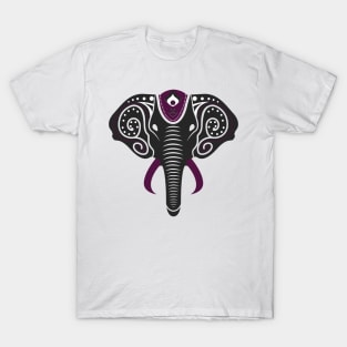 Geometric Mandala Elephant Purple Henna Design T-Shirt